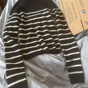 Love Tree Black and Cream Striped Sweater